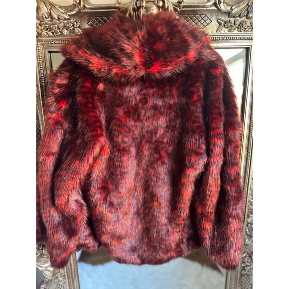 NATORI Red Leopard Faux Fur Jacket - Picture 8 of 10